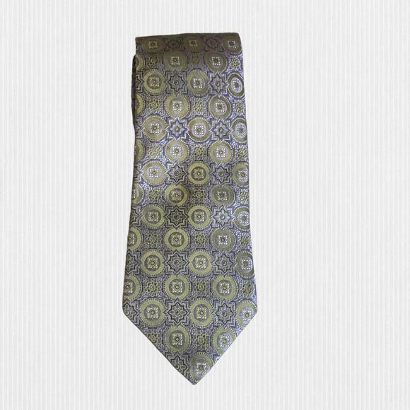 IKE BEHAR for Neiman Marcus Periwinkle Blue Green Textured Repp Silk Tie - Picture 12 of 12